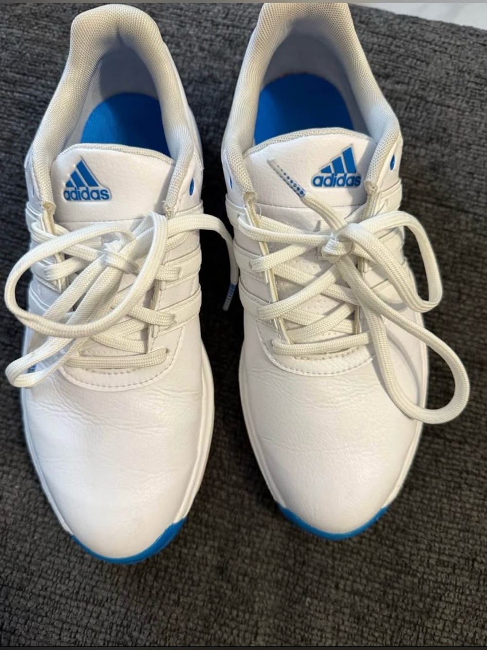 adidas White Golf Shoes with Blue and Coral Accents Youth Size 6 - Boy or Girl - Picture 2 of 6